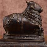 Vintage Brass Nandi Sculpture | 6" x 6.5" x 4.5" | 1.66 kg | Antique Finish | Traditional Hindu Temple Bull Art | Compact Sacred Decor | Jaipurio